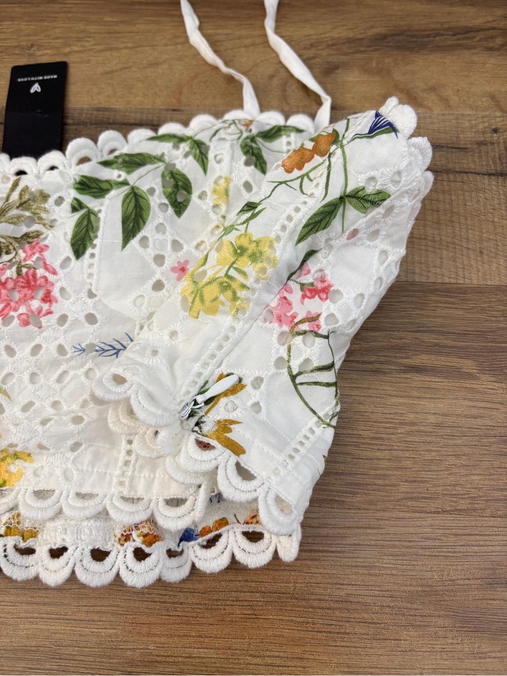 Lulus Sweet At Heart Floral Embroidered Corset Top w/ Scalloped Trim NEW - Picture 3 of 5